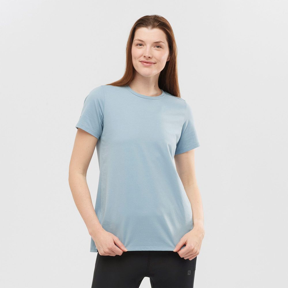 Salomon OUTLIFE LAYERING W Camisetas Mujer - Azules - Colombia (97861-TVLE)